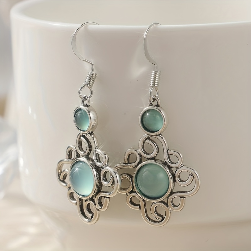 Artistic Retro Hollowed-Out Flower-Shaped Pendant Earrings