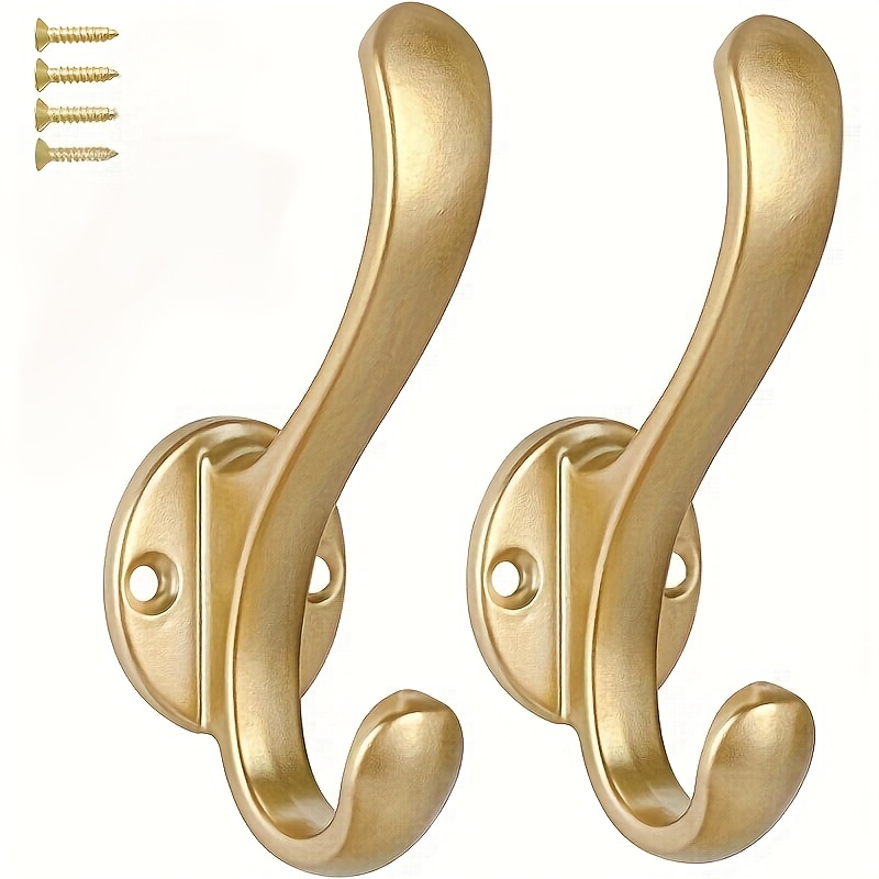 TEMU 2pcs Metal Hangers, Heavy-duty Wall-mounted Dual Practical Retro Hangers For Hanging Clothing, Hats, Towels, Keys, Capes, Scarves, Bags, Hats -