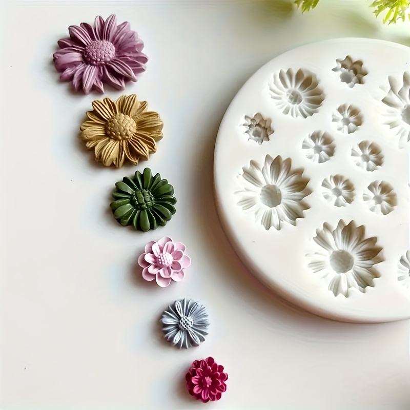 

1pc Small Daisy Flower Silicone Mold, Candle Mold Soap Mold Clay Mold For Diy, , Silicone Mold, 1pc