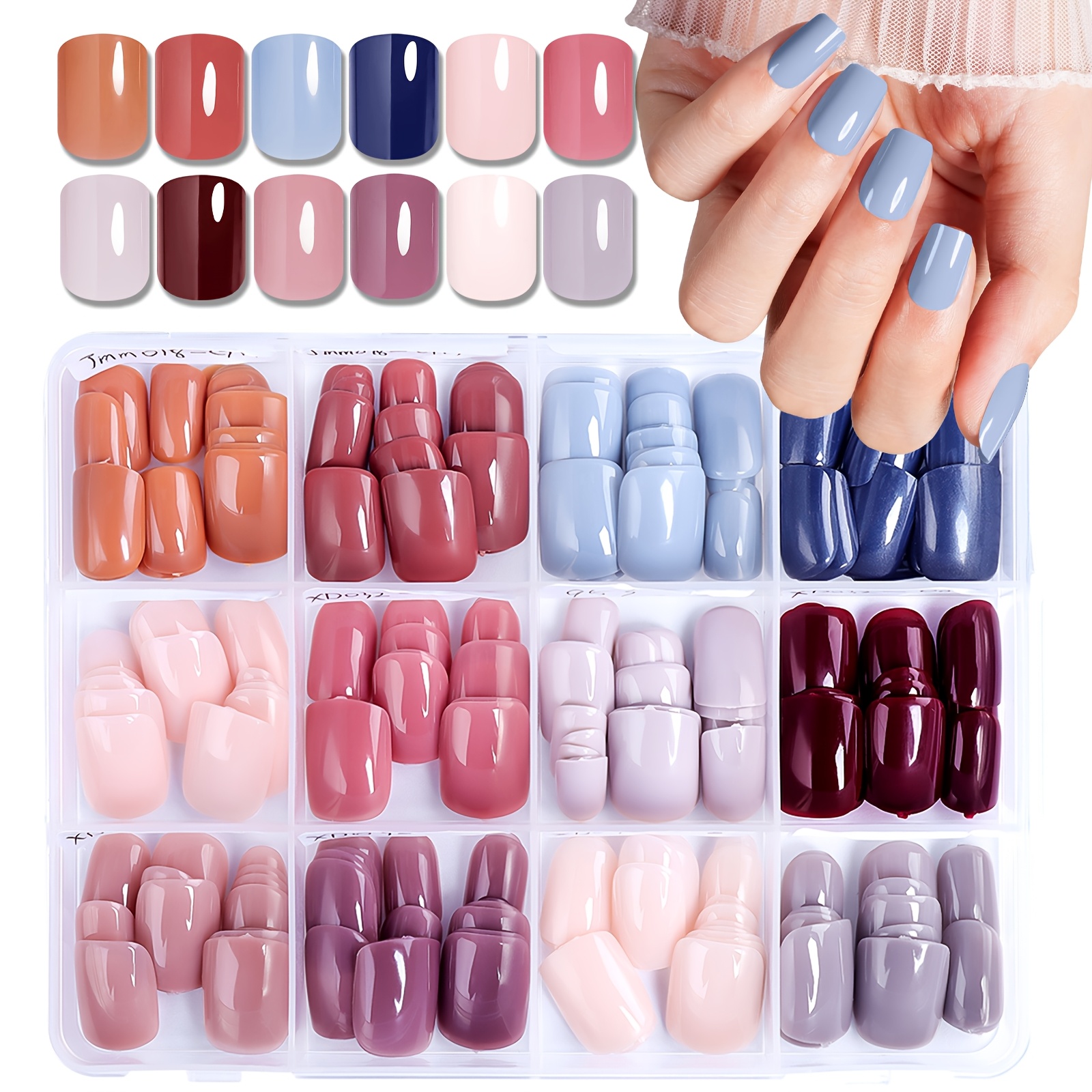 

288pcs 12 Colors Autumn Press Nails Brown False Nails Red Nude False Nails Nails Suitable For Festival Ladies Autumn And Winter Manicure - 12 Sizes