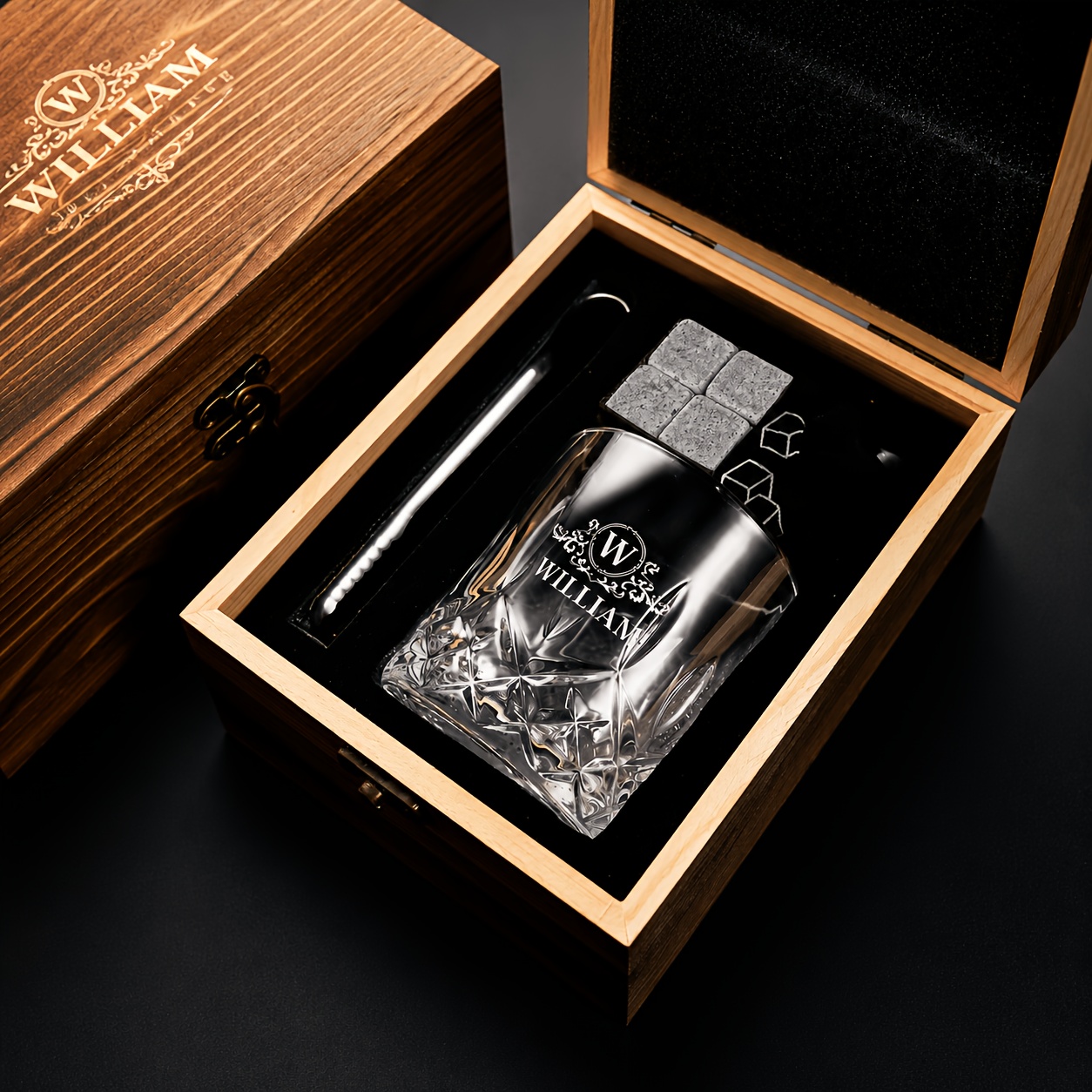 TEMU Personalized Engraved Whiskey Glass, Suitable For Home Use, For Groomsmen And Men's Gifts, Applicable For Weddings, Anniversaries, Christmas,