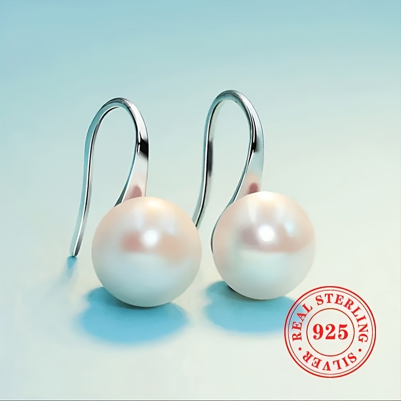 

1 Pair Of Women' Earrings 1.9g S925 Sterling Silver Inlaid Pearl Earrings Women's Wedding Party Simple Earrings Elegant Temperament Earrings