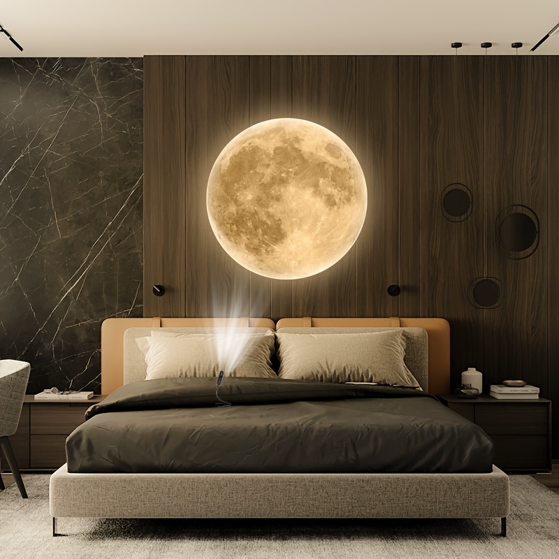 Lámpara de proyección LED planetaria de luna, 1 pieza/3 piezas lámpara de luna con inserto amarillo, blanco y azul. Lámpara de proyección de luna roja, luna de sangre de Halloween, lámpara de proyección portátil con interfaz USB para techo de dormitorio, fondo fotográfico, creador de ambiente lindo - Imagen 6