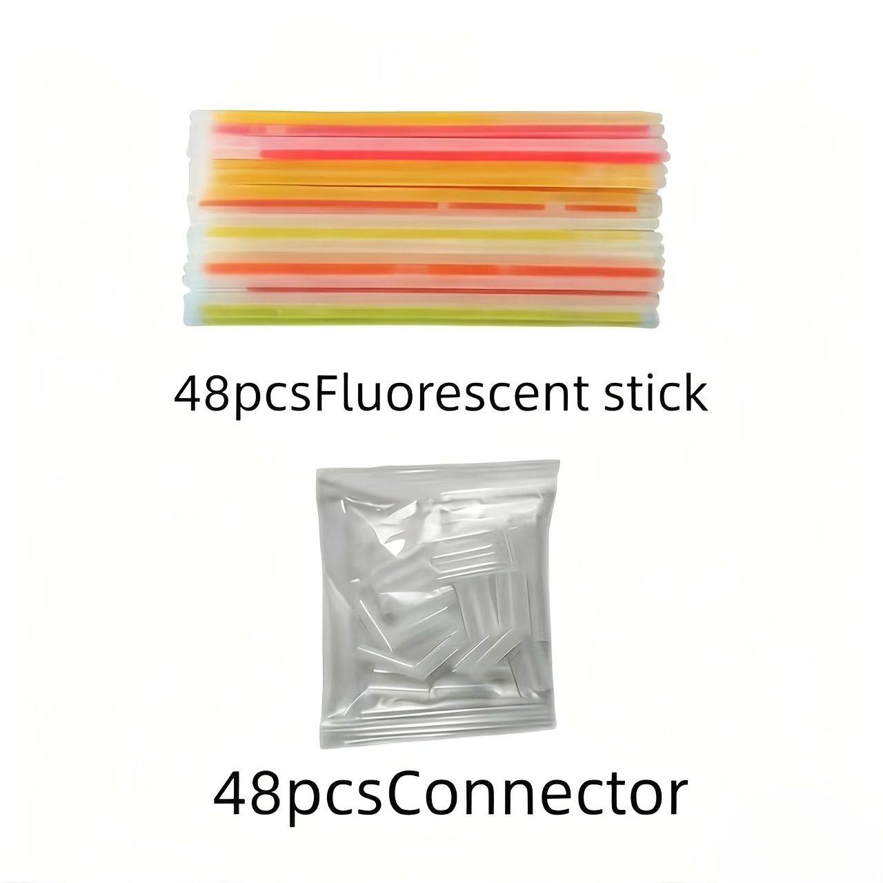 TEMU 96pcs Glow Stick Mixed Set, (48pcs Glow Sticks And 48pcs Connectors) Shape Glow Sticks, Nighttime Luminous Glow Sticks For Parties And