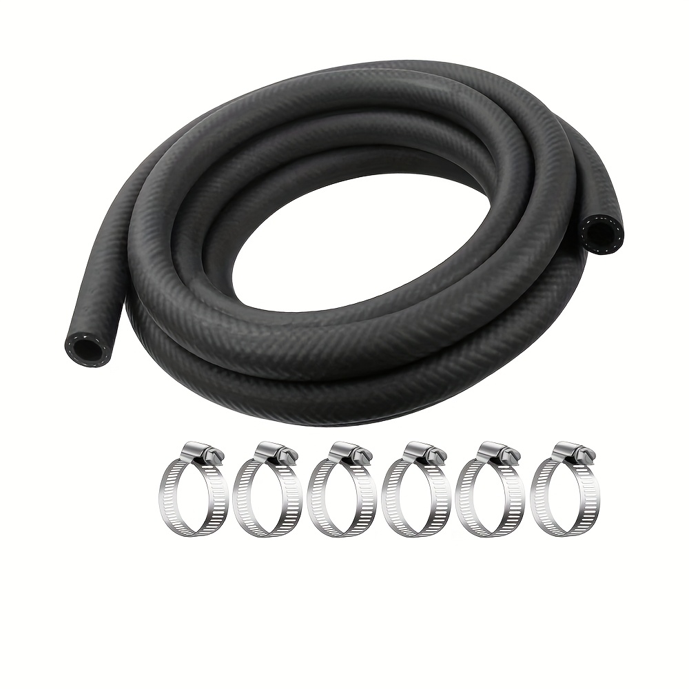 TEMU 1m Gasoline Hose 6mm, 6pcs Hose Clamps For Gas Pipe, Lawnmower Fuel Line, Car, Tractor, Small Engine