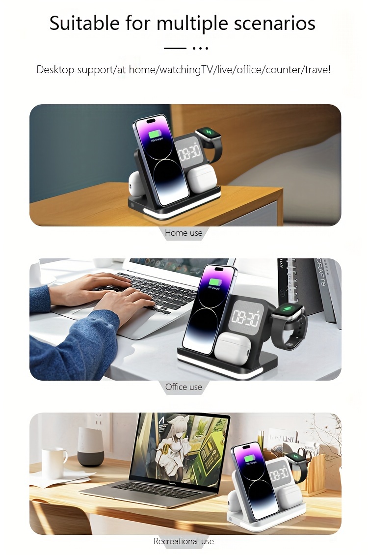 cross night light wireless charging 15w desktop clock holder suitable for universal mobile phone wireless charger watch earphone wireless charging details 1