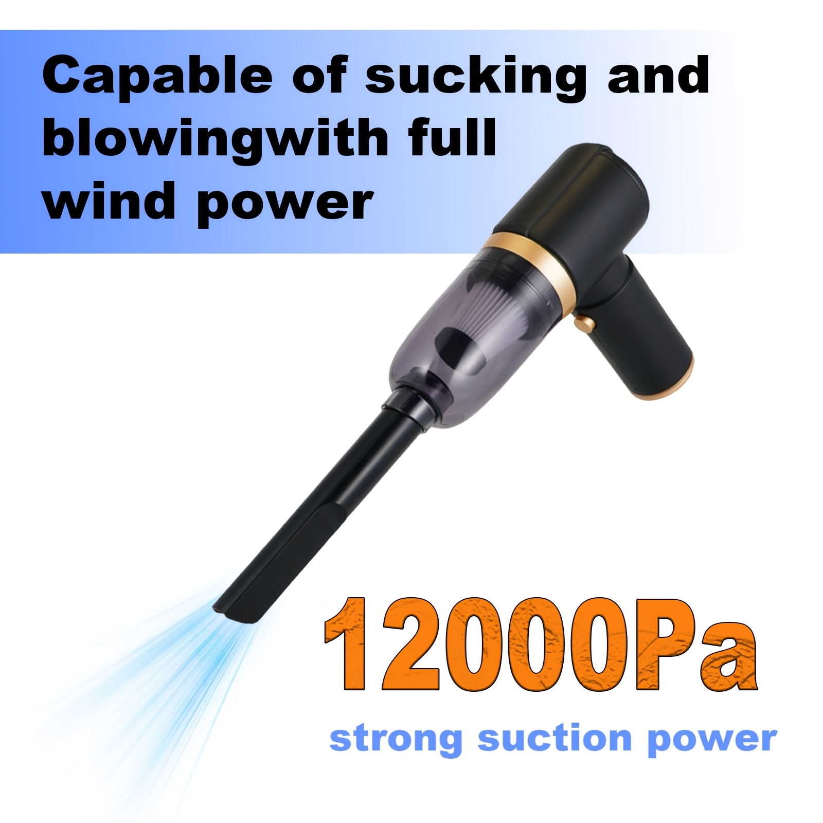 TEMU Nouveau modèle amélioré, aspirateur à main fil portable, aspirateur fil à aspiration tourbillonnaire, charge rapide USB à forte aspiration avec