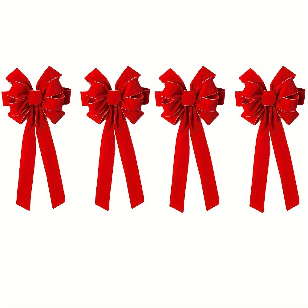 TEMU 2/ 4 Golden Large Bows - Christmas Tree Holiday Decoration Bows, Flower Garlands, Gift Toppers, Valentine's Day - Classic Holiday Decoration
