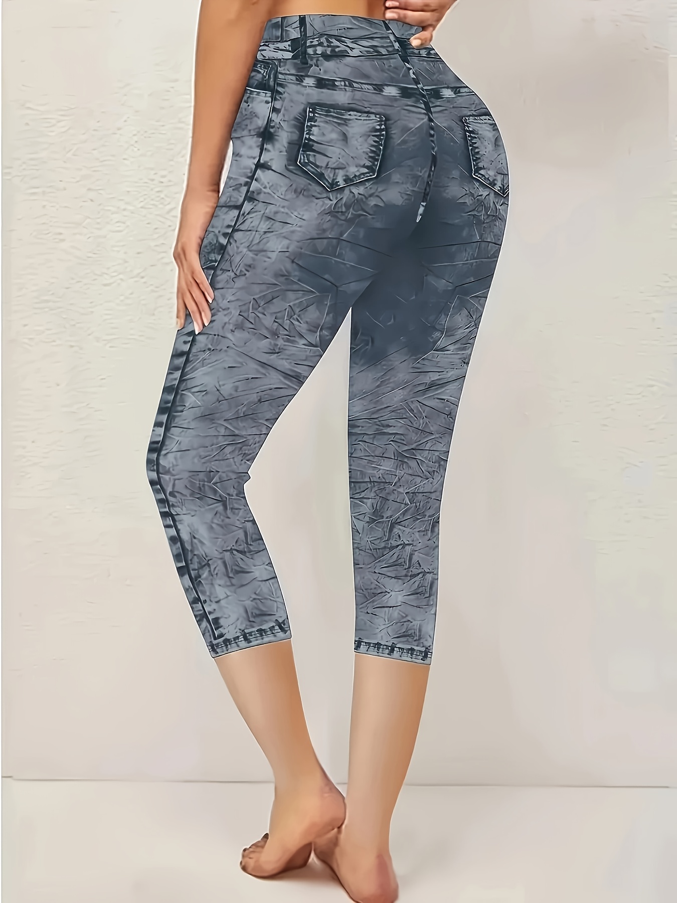 Womens Leggings Lightweight Denim Leggings Curve Crop Jeggings - Main Image