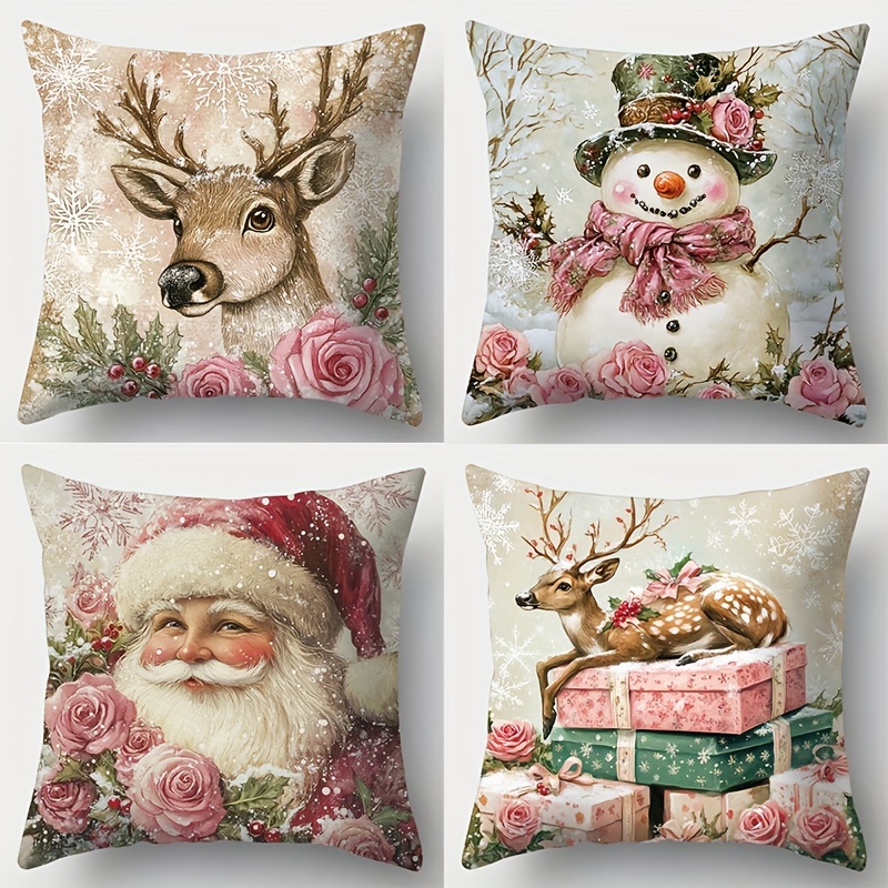 

4pcs New Christmas Pillowcase, , Snowman, And 17.7 * 17.7 , Suitable For And Sofa Decoration, Sofa, Pillowcase (excluding )