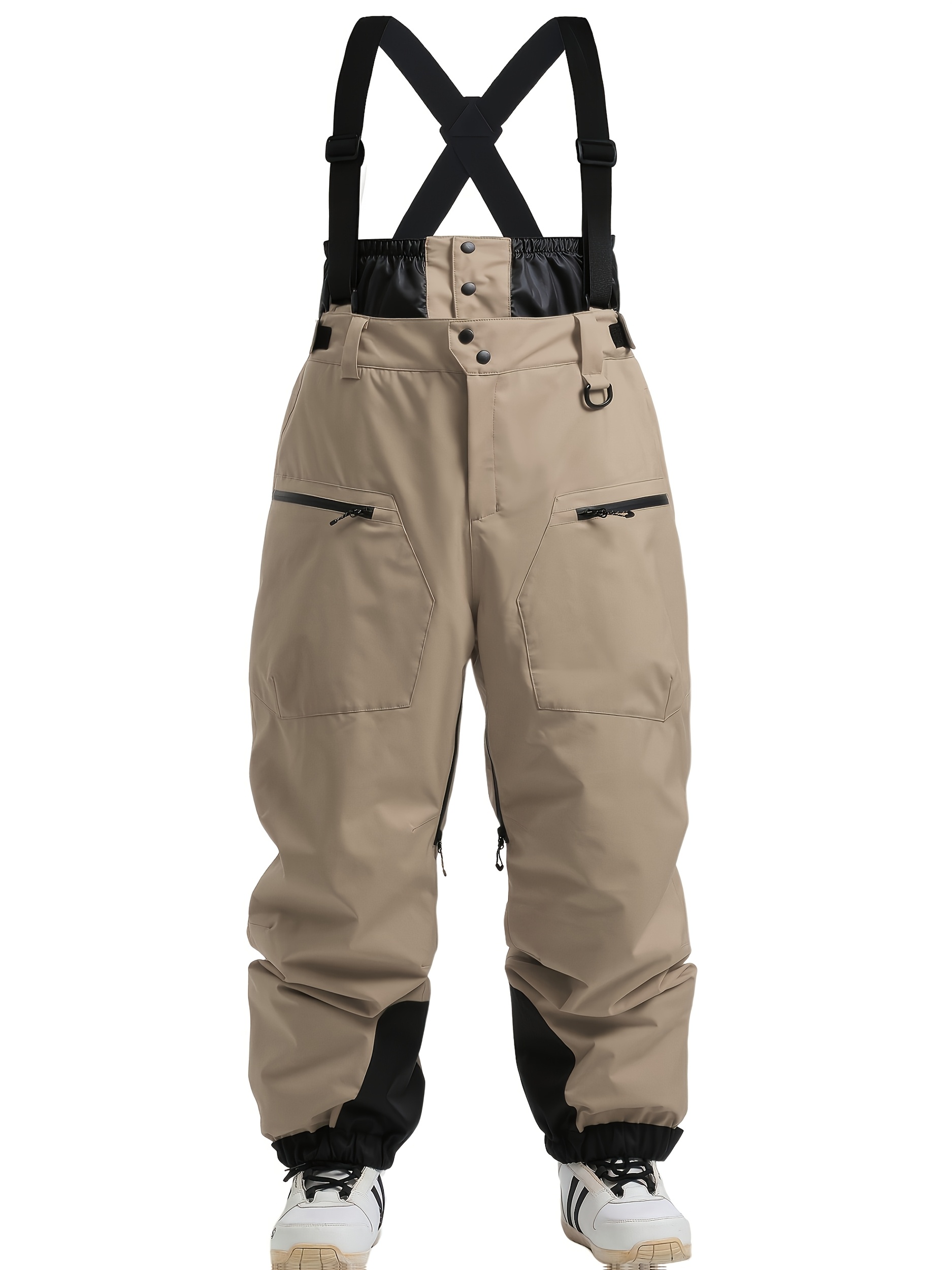 Men S Heavy-Duty Ski Bibs - Thermal Insulated Snow Pants with Adjustable Strap System, Non-Stretch Fabric for Snowboarding, Skiing, Snowmobile - Winter Overalls with Pockets - Cold Weather Pants for Alpine, Hiking, and Snow Sports - Adult Men S Outdoor Apparel, Ski Gear, Breathable Material