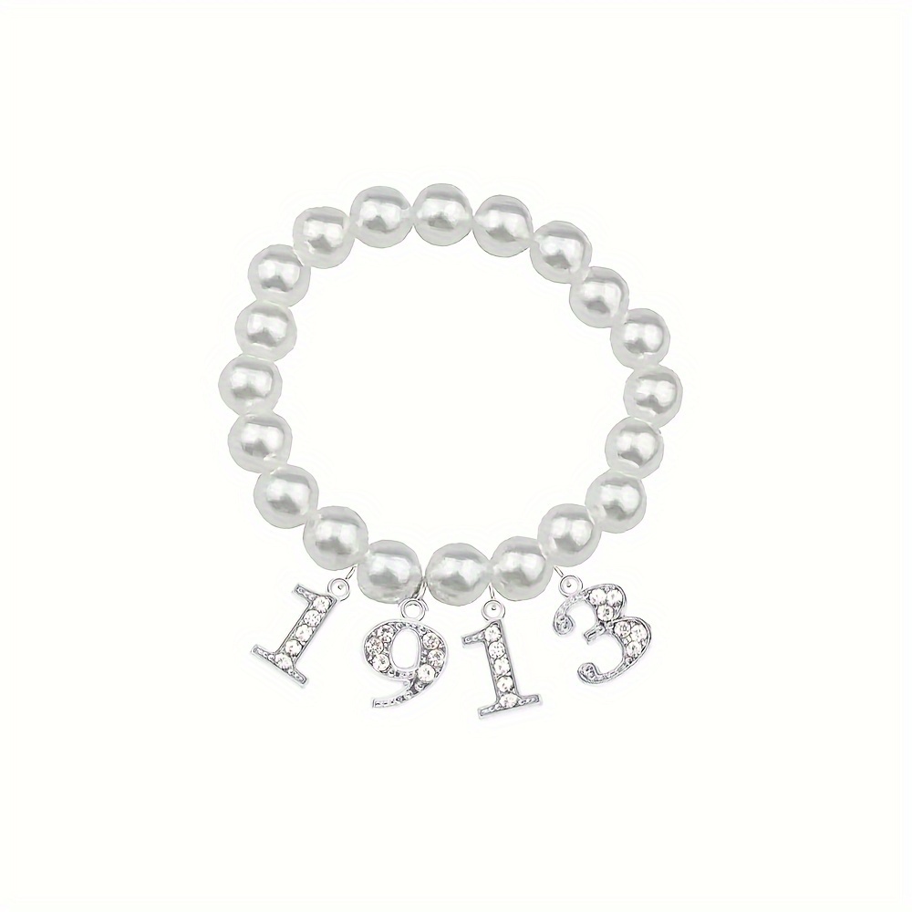 

1913 Pearl Bracelet With Crystal Charms - Perfect For Teachers, Graduates, And College Students - Adjustable And Durable