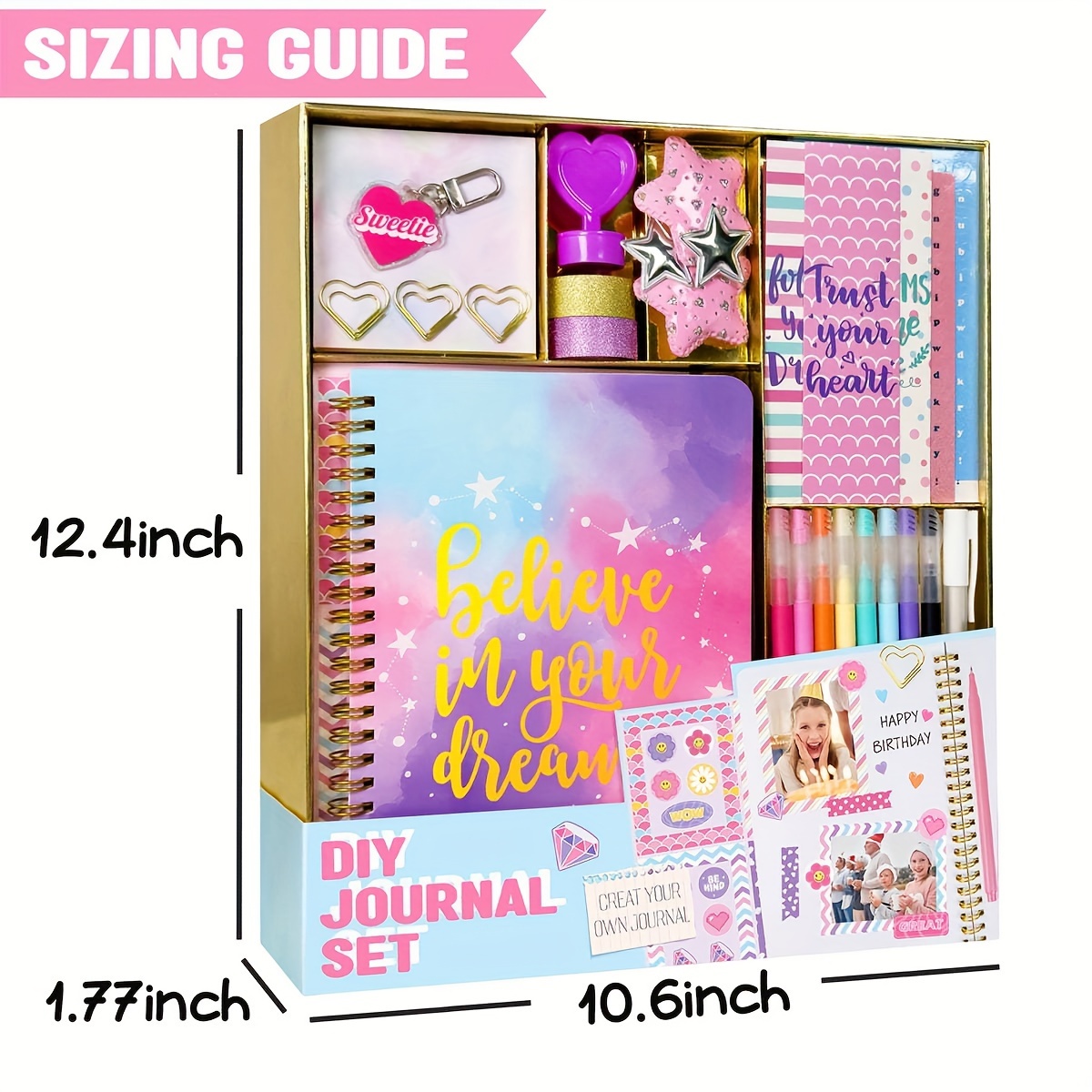 TEMU Diy Journal Kit For 8-14 Year Olds - Scrapbooking And Set For , Includes Ruled Notebooks & Art Supplies - Or For Tweens & Teenagers