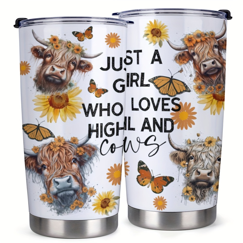 

1pc 20oz Cow Tumbler, Stainless Steel Mug, Highland Cow Gifts, Cow Cup, Cow Gifts For Women, Cow Themed Gifts, Cow Gifts For Cow Lovers, Cow Stuff