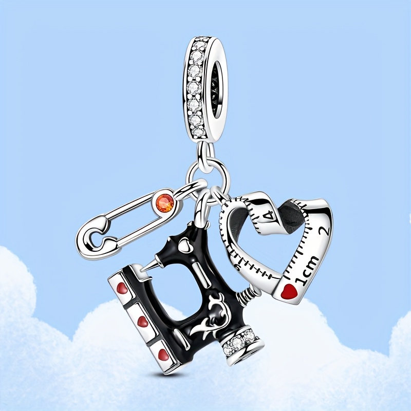 Image of Vintage Sewing Machine Soft Ruler Pin Charm For Bracelet Necklace Women Elegant Costume Designer Gift Accessories