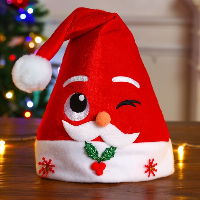 Kerst Sinterklaas Hoed met Feestelijk Cartoon Ontwerp - Handwasbaar, Polycotton Stof, Geen Benodigd, Niet-Vleermotief, Feestelijke Accessoire voor Kerstversiering & Cadeaus voor Kerst, Nieuwjaar, Valentijnsdag, Feestevenementen