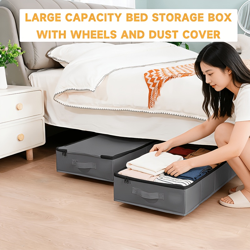 [Aufbewahrungsbox] Grovolumige, faltbare, staubdichte Aufbewahrungsbox fr  unter das Bett, Aufbewahrungsbox, Aufbewahrungszubehr, mit beweglichen  Rollen, kann Schuhe, Kleidung, Decken aufbewahren * ...
