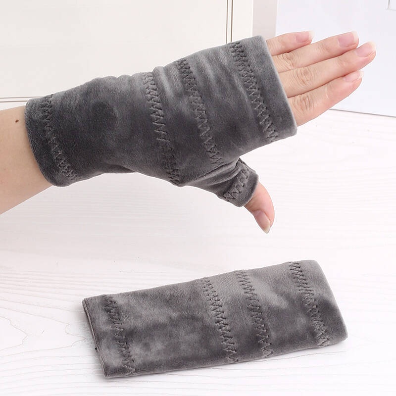 TEMU Herbst- und Winter-Warme Halbfingerhandschuhe für Damen und Herren, Einfarbig Elastisch Verdickte Fingerlose Freizeitmode Elegantes Geschenk