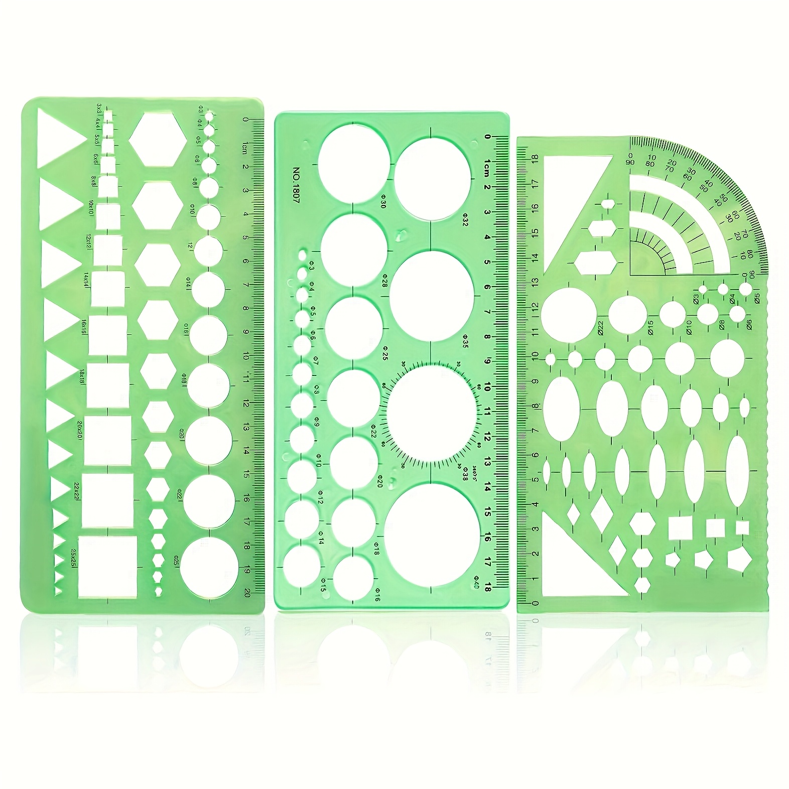 3pcs Acrylic Circle Templates Set, Geometric Drawing Rulers, Circle Stencil Tool For Office , Curve Drawing With Measurement Marks