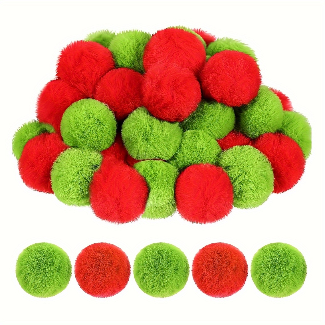 

12-pack Christmas Fur Pom Poms, 2-inch, , Plastic, Diy Crafts, Christmas Tree & Party Decorations, No Feather, Home & Kitchen Holiday Decor