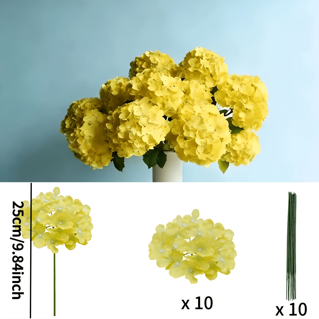 Image of 20pcs Large Artificial Hydrangea, Wedding Lifelike Artificial Flower Arrangement, Indoor And Outdoor Dining Table Centerpiece, Bridal Bouquet, , Thanksgiving And Seasonal Home Decoration, Uv Resistant