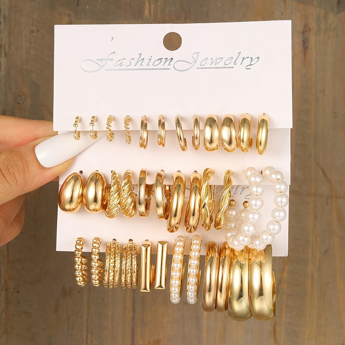 

36pcs/set Simple Irregular C-ring Square Imitation Pearl Earrings Set Golden Earrings Set For Women Party Dating