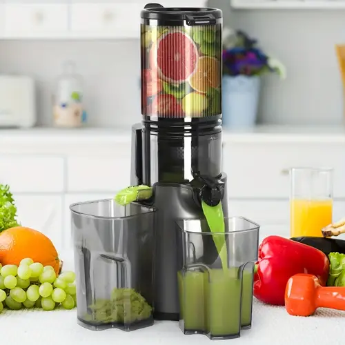 slow masticating juicer machine with wide 4 temperature control cold press juicer with easy clean drip proof design heavy duty plastic construction for home kitchen commercial use compatible with whole fruits vegetables ideal for smoothies beverage prep portable juicer kitchen appliance modern kitchenware durable kitchen tool