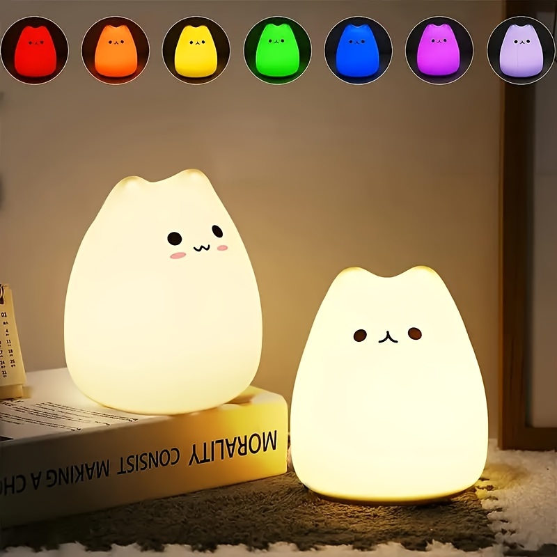 adorable led cat night light color changing battery powered perfect for bedroom ambiance nursery decor