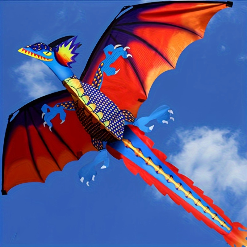 Stereoscopic Dragon Kite Easy To Fly Perfect For Easter 55 X 62 Single Line  With Tail, Shop Now For Limited-time Deals