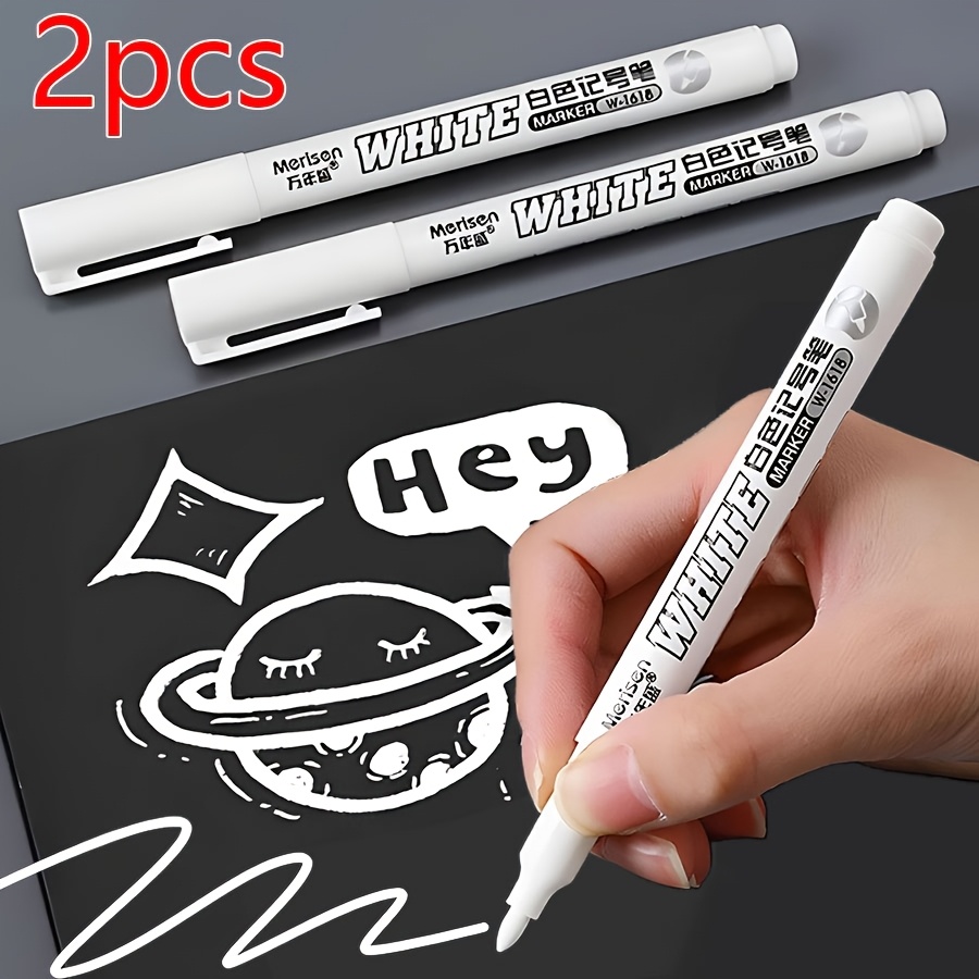 

2pcs Waterproof White Marker Pens, Permanent, Quick Dry Ink, Versatile For Fabric, Wood, Leather Ideal For Diy Tire Painting And Artistic Graffiti