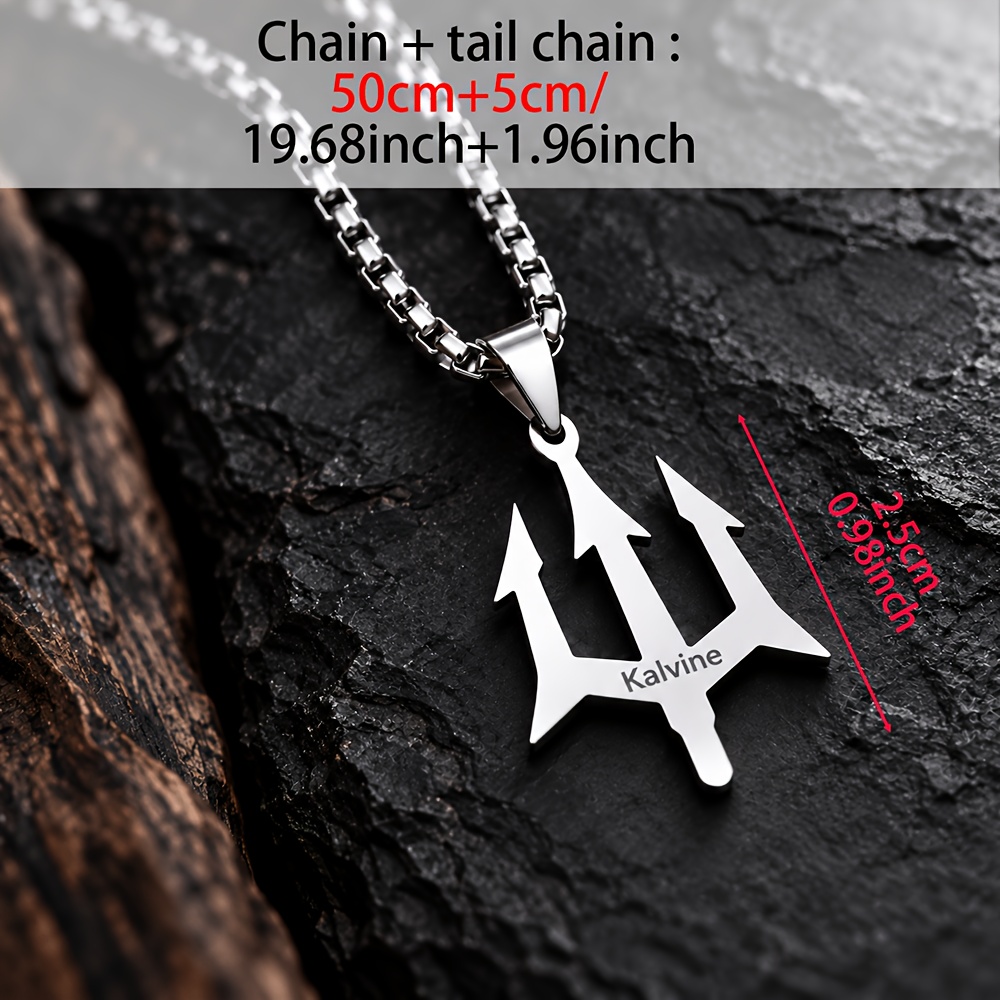 Personalized Custom Trident Pendant Necklace, Unique Gift