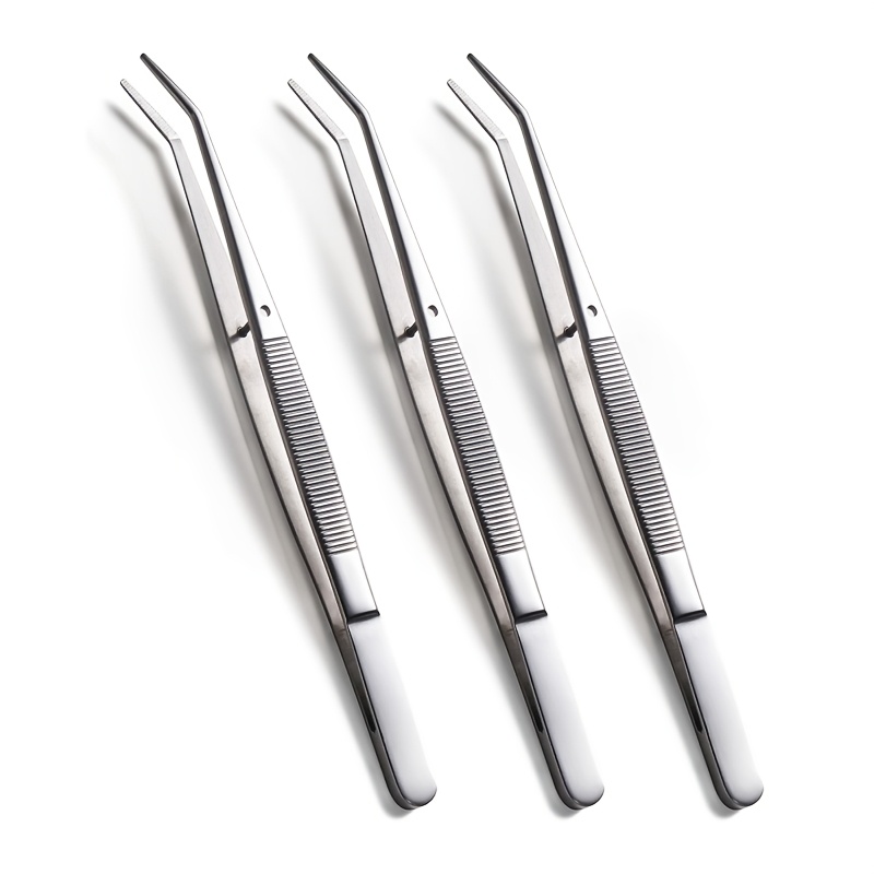 TEMU Ensemble de 3 pinces à épiler professionnelles pour machine à coudre avec embouts coudés dentelés de 15 cm, conçues pour une haute