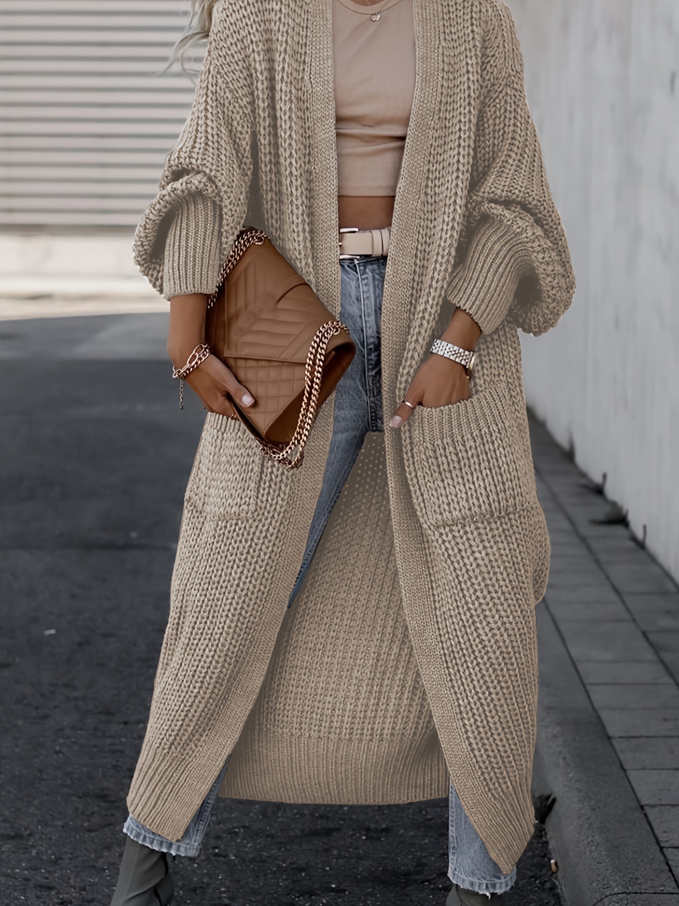 Cardigan Léger Femme à Manches Longues - Coupe Ample, Avec Poches - Tendance Automne 2025, Tissu Doux Et Confortable