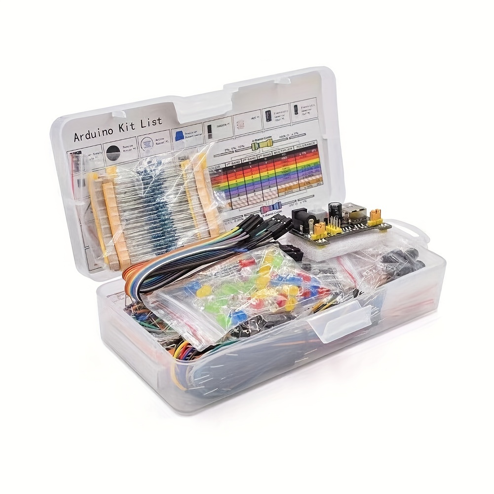

Complete With 830-point Breadboard, Components For Beginners Including Power Supply, Buzzers, Buttons, Resistor Pack, Leds, And Wire Jumpers – Durable Storage Box Included