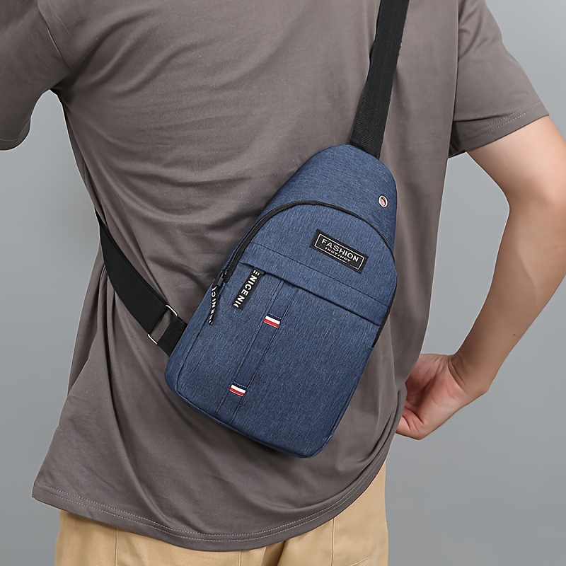 mens crossbody bag lightweight everyday formal use zipper closure adjustable strap compact chest pack for travel gym work   in black dark blue gray minimalist mens purse crossbody purse travel accessory   durable fabric     modern accessory sturdy construction urban   Product details 3