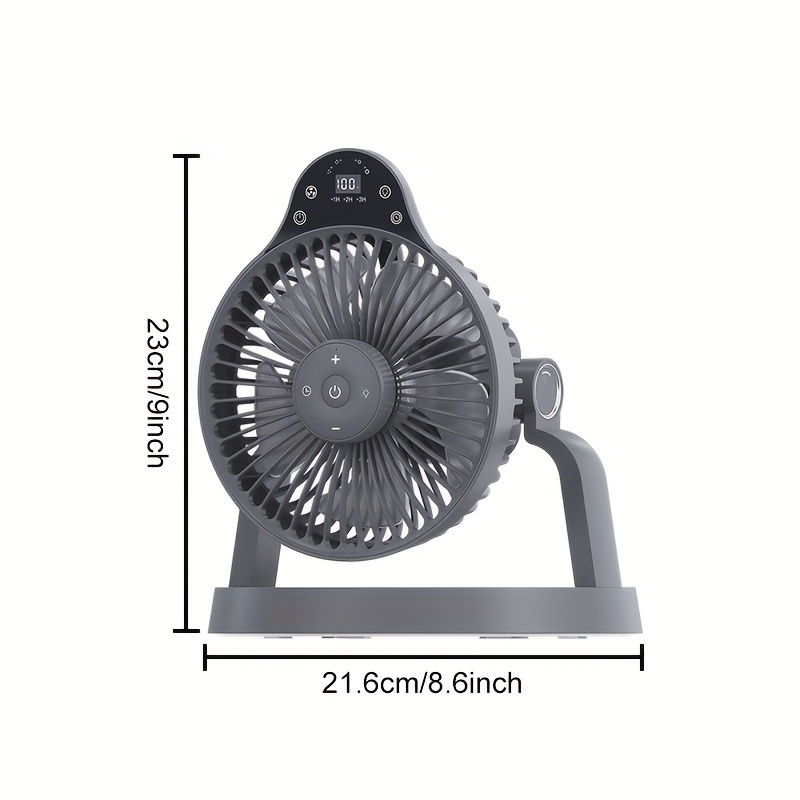 Camping Fan, Lighting Fan Portable with SOS Rescue Light & 2A Fast Charging Power Bank, 10000Mah 20.32 cm Battery Operated Rechargeable USB Fan, 4-Speed Wind Adjustment