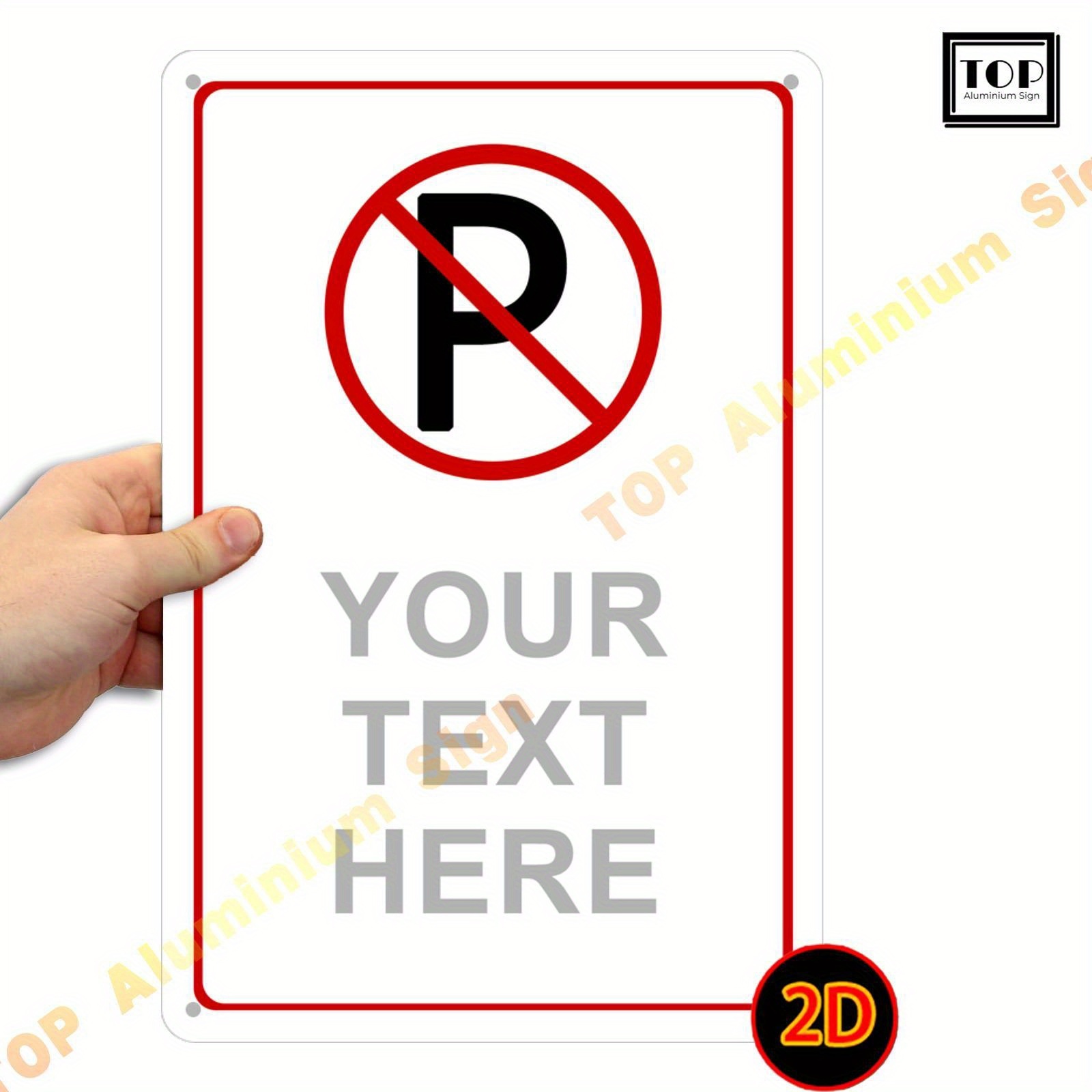 TEMU 2d Flat - Custom No Parking Sign - 1pc 2d Flat 8x12 Inch, 0.024" (0.6mm) Aluminum | Personalized & Fade-resistant For Indoor/outdoor Use |