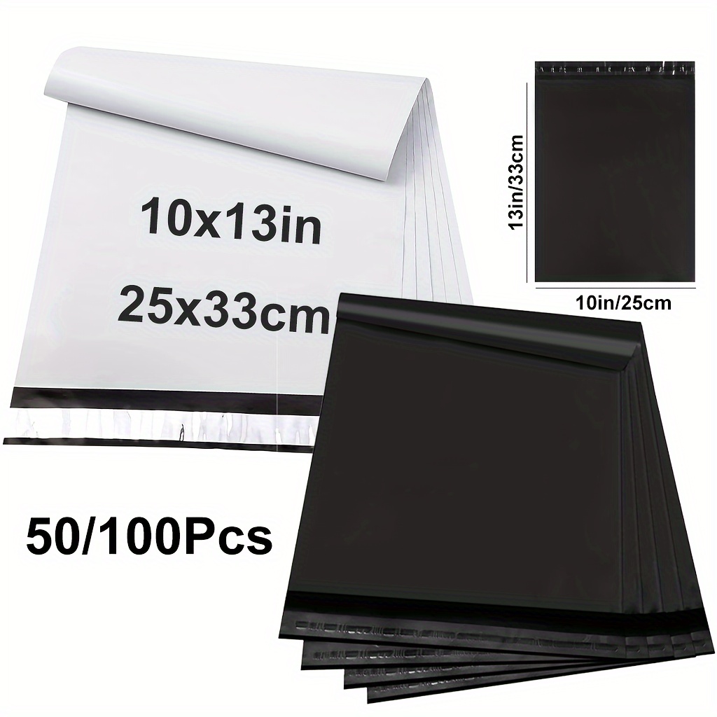 

50/100 Pcs Large Pe Mailing Bags: 10x13in & 25x33cm - Self-sealing Envelopes For Business Shipping - Waterproof & Moisture Resistant