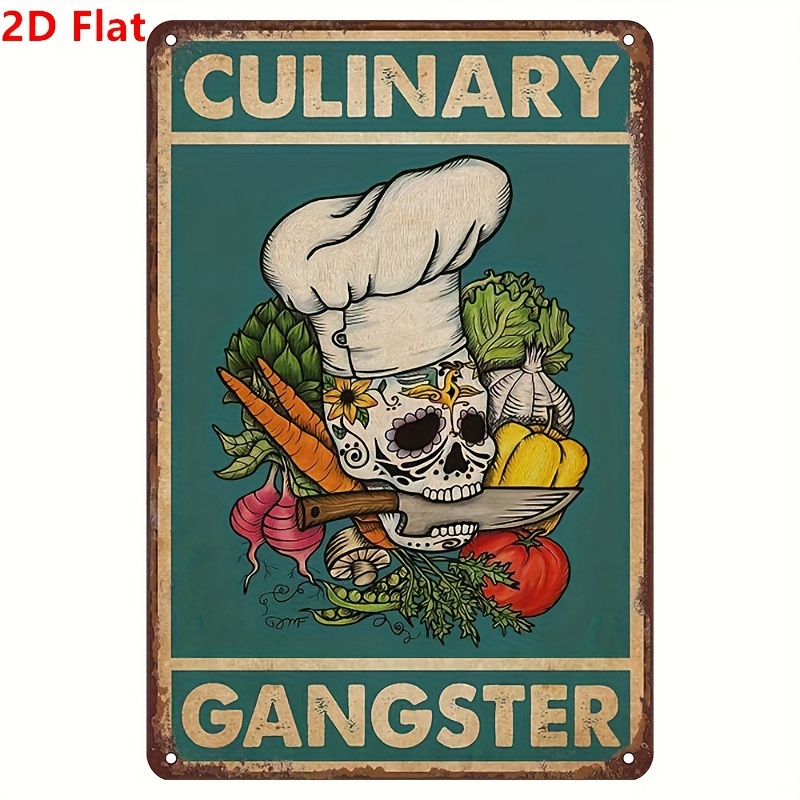 Image of 2d Flat Gifts For Chefs, Gifts For Cooking Enthusiasts, Chef Cooking Retro Logo, Kitchen Fun Retro Logo, Interesting Wall Art Interior Decoration Posters, , Cafes, Garages,halloween Christmas Decor