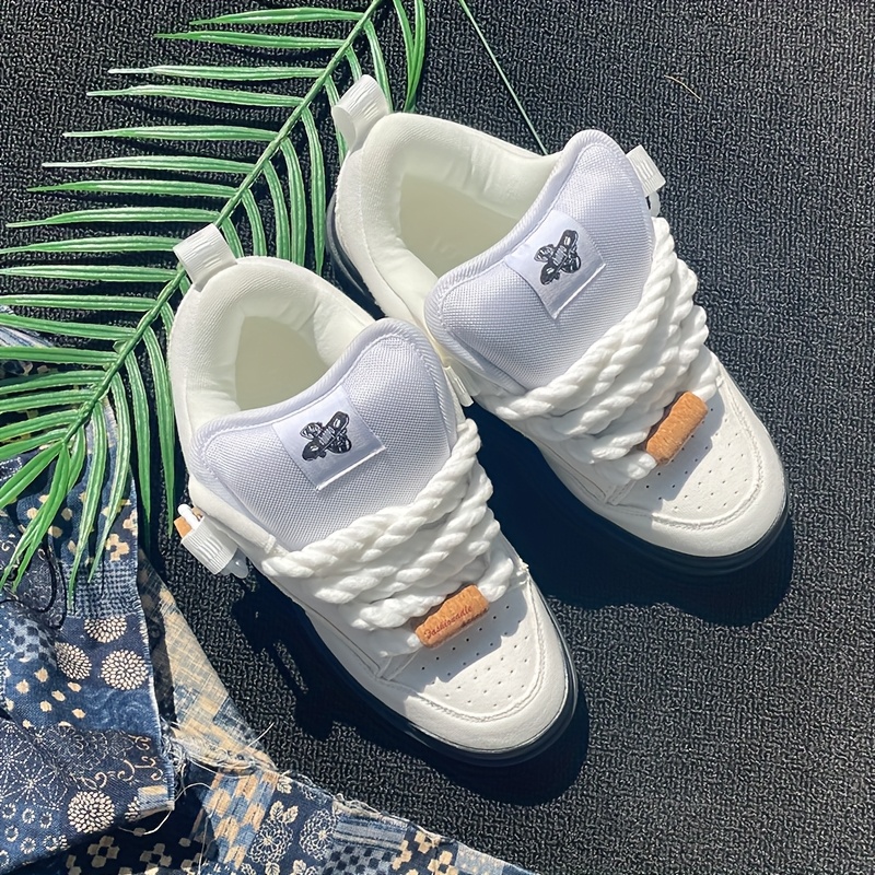 TEMU Sole Sneakers, Simple Canvas Shoes, Casual Trendy Sneakers, Versatile White Sneakers, Plus Size Couple Shoes