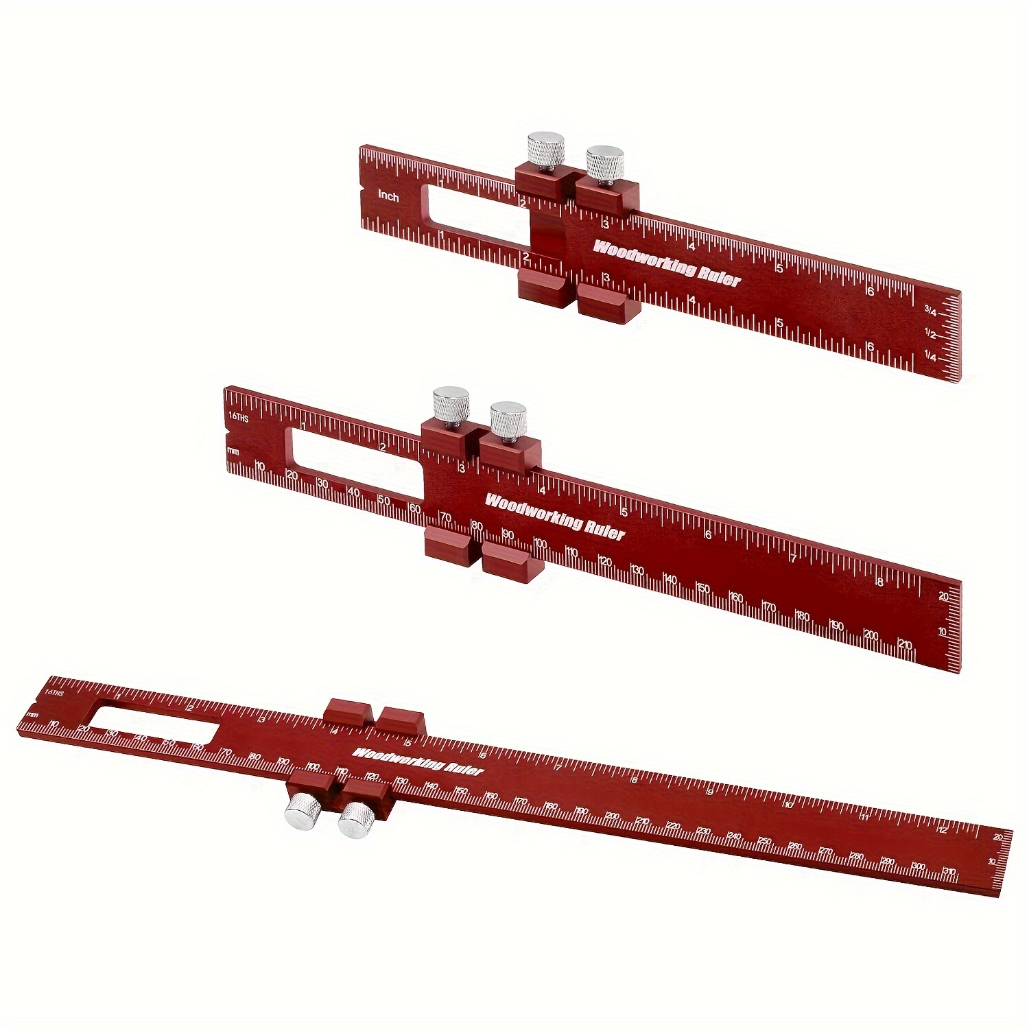 

Precision Pocket Rule (6/8/12 Inch) 3pcs Woodworking Ruler Tools, Slide Lock Ruler. Metal Metric Marking Measuring Tool, T-type Scribing Square Edge