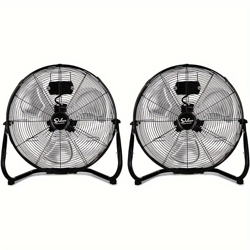 TEMU 2 Pack Simple Deluxe 20-inch Heavy-duty Industrial Floor Fan - High-velocity, , 3-speed Motor With Pivoting, & -bearing Motor Suitable For Warehouse, Workshop, Factory, Basement, Use