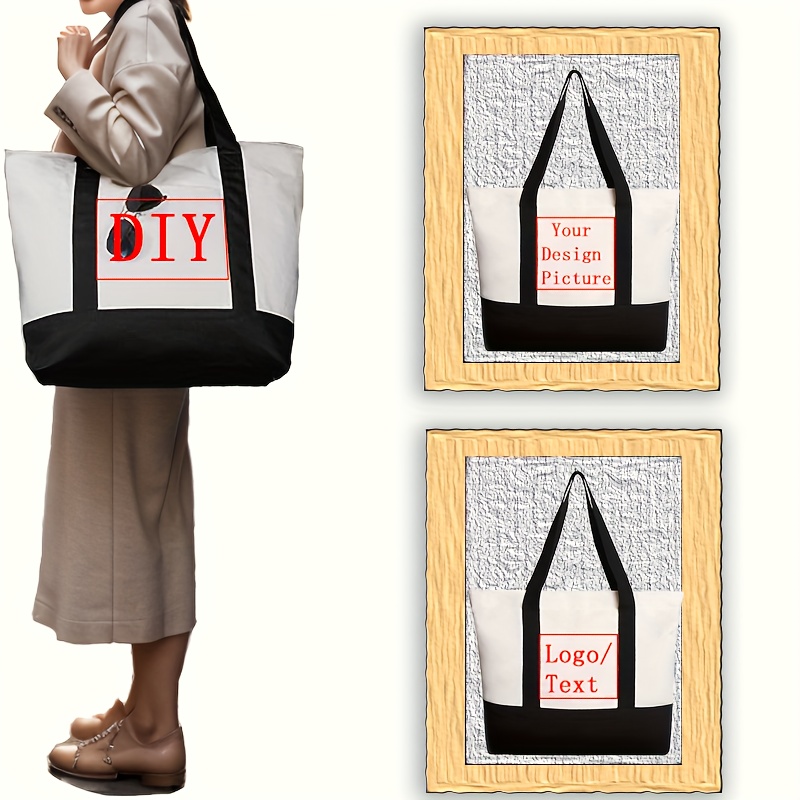 

Custom Canvas Tote Bag, Reusable Trendy Shoulder Bag, Stylish Simple Handbag For Men & Women, Ideal Gifts, Beach Bag Shopping Bag