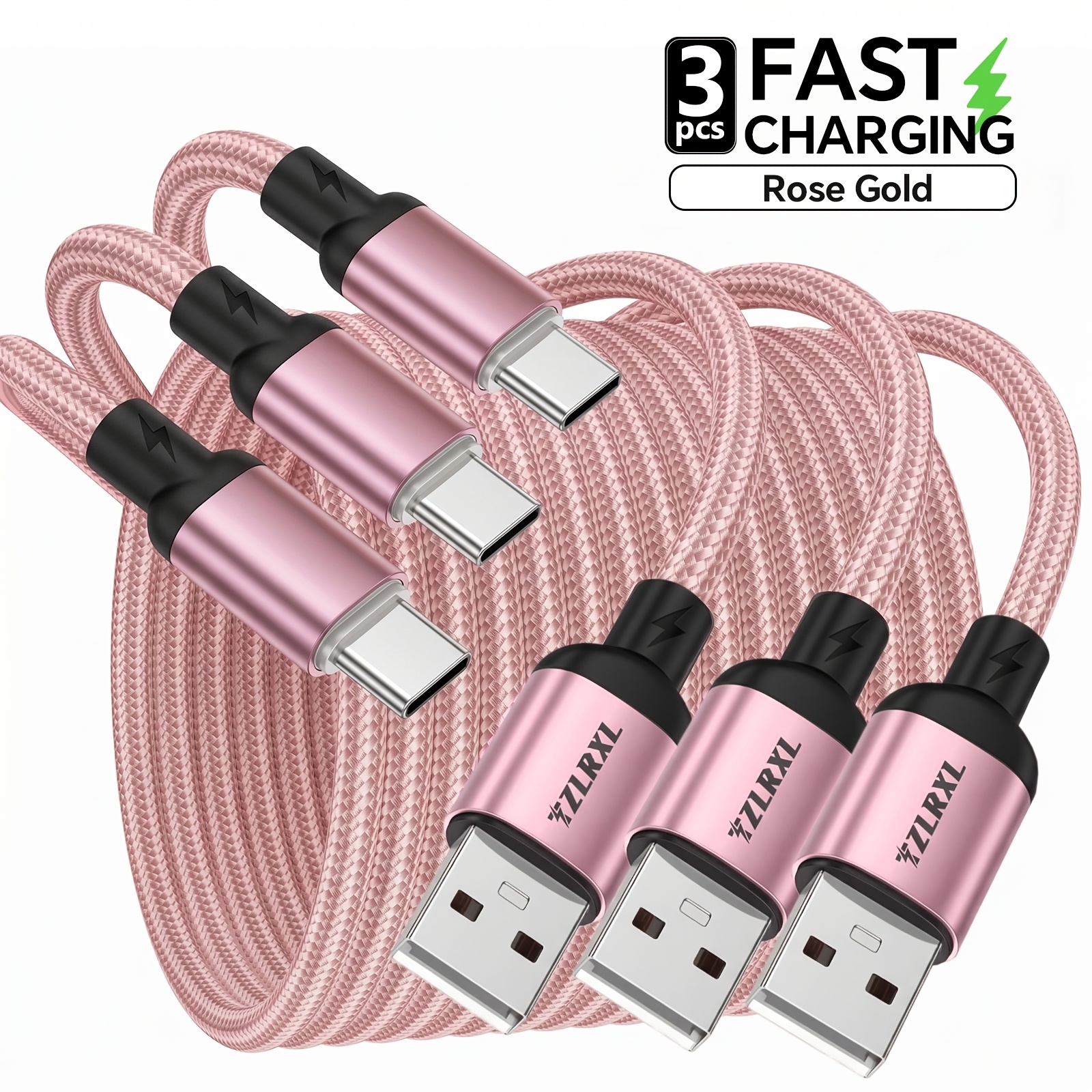 3pcs Fast Charging Cable with Smart Display Light