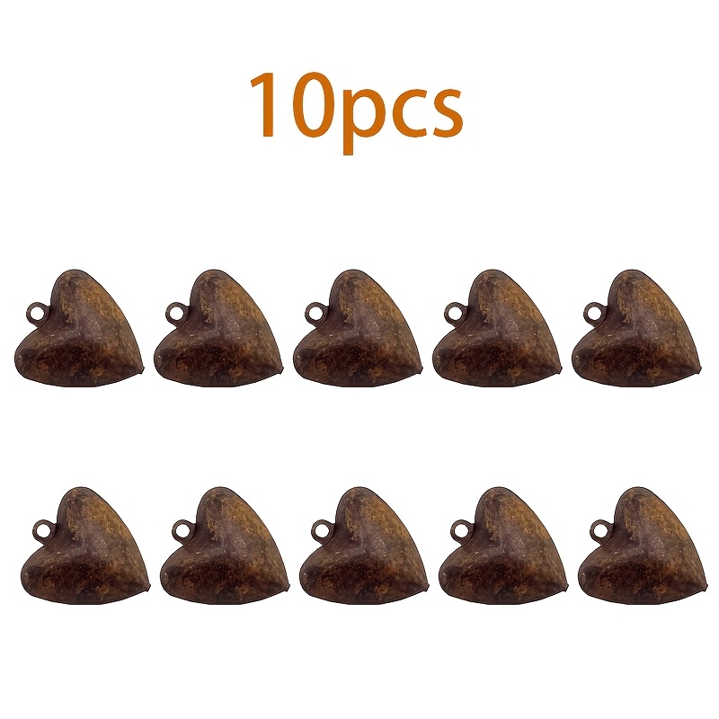 Image of 10pcs Vintage Rusty Love Heart Metal Bells - Perfect For Christmas, Valentine's Day & Graduation Party Decorations, Garden Decor, Hanging Ornaments