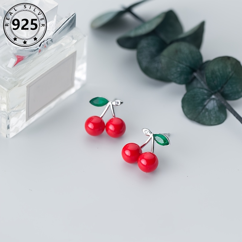 

S925 For Women Sweet Red Synthetic Ear Jewelry 1.2g/0.042oz