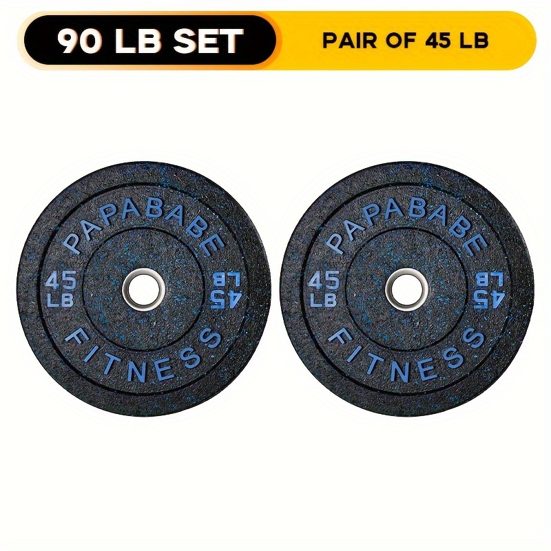 

Papababe Barbell Plates, 45lbs*2, Weight Plates With Colored -rubber, For Weightlifting And Strength Training