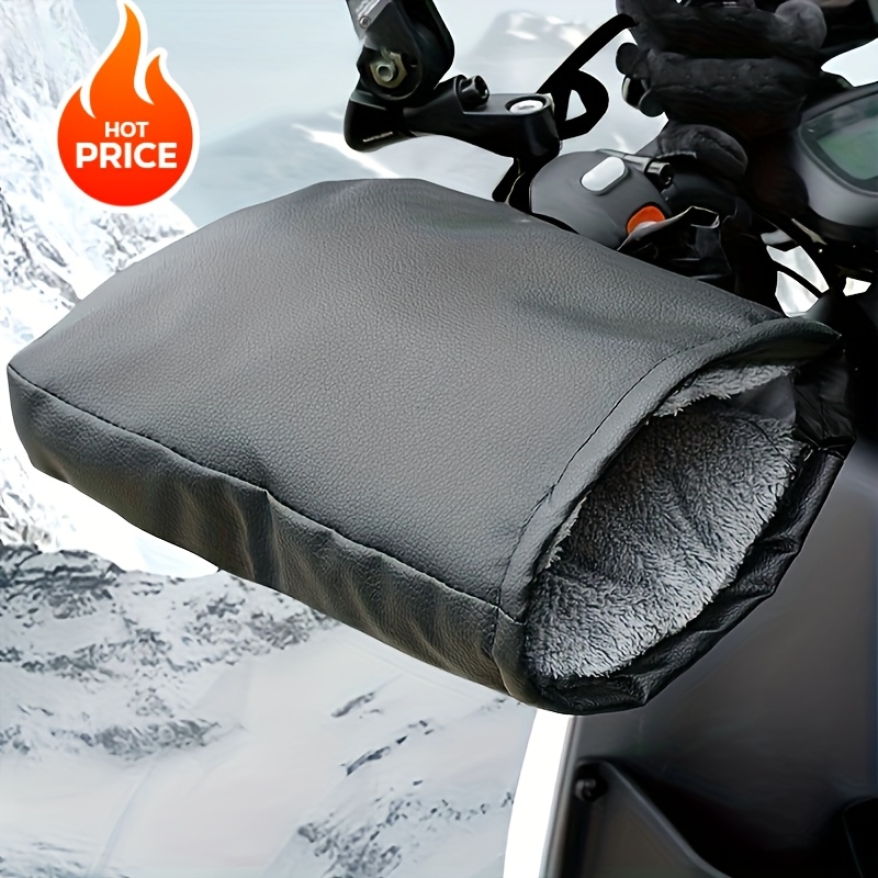 

1pc Chauffe-mains d'hiver pour poignée de vélo et de moto, bande de gant en cuir synthétique avec doublure en peluche, design réfléchissant pour la protection des mains