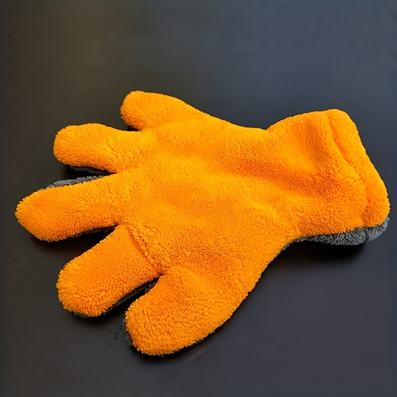 1pc Dual-sided Car Wash Glove - Scratch-free, Soft & Absorbent Cleaning Mitt For Exterior Use, Durable Five-finger Design