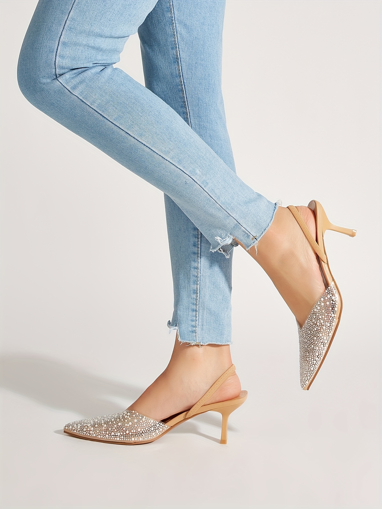   elegant womens heeled sandals with   pearl accents translucent pointed toe slingback stiletto heels lightweight comfortable for prom and special occasions formal footwear sophisticated style synthetic cover sandals high heel sandals details 3